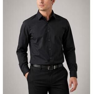 New Unlisted Kenneth Cole Men's Black Button Down Shirt Size 17 1/2 37/38